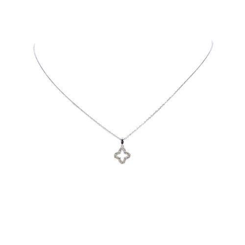 18ct White Gold Diamond Clover Necklace Stud Earrings Matching Set 0.36ct - Picture 19 of 35