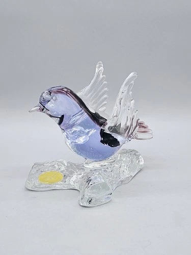 Vintage Icet Murano Art Glass Neodymium Bird On Branch Figurine