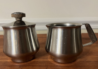 #ad #ad International Decorator Stainless 18 8 Creamer amp; Sugar Bowl w Lid Japan MCM 1970 $17.50