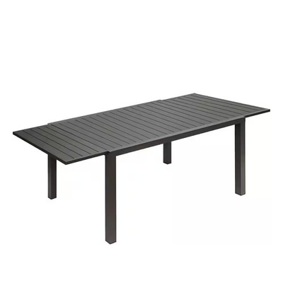 Black Rectangular Aluminum Outdoor Dining Table for 6-8 Person with Extension