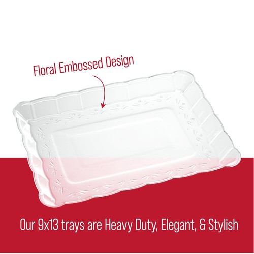 Plastic Serving Trays - Serving Platters Rectangle 9X13 Disposable Party Dish... - Picture 6 of 9