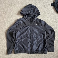 Boys Adidas Soccer Windbreaker Jacket Size Medium Black Full Zip