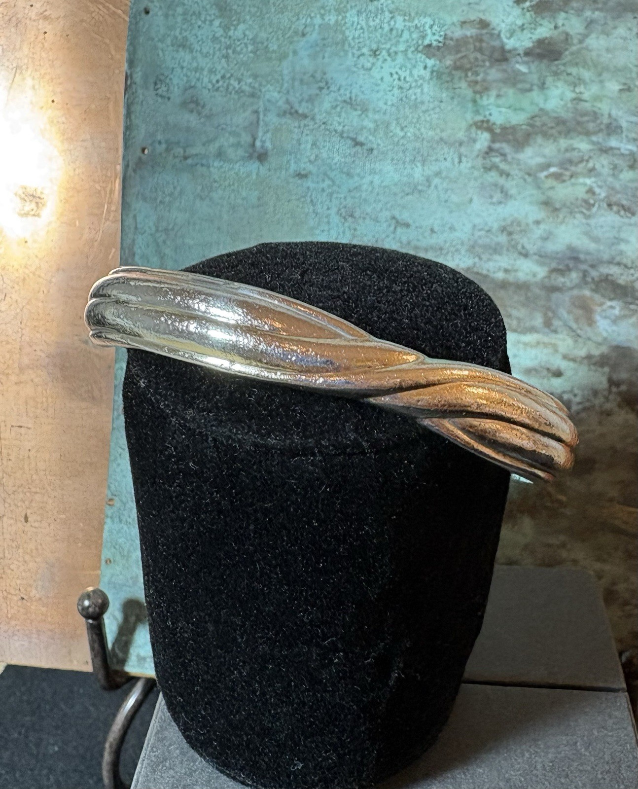 925 Sterling Silver Electroform Bangle Bracelet - image 1