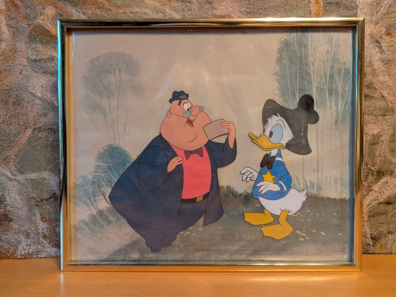 DONALD DUCK & RANGER WOODLORE Handpainted Animated Celluloid Art DISNEY 1947