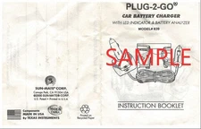 Sun-Mate Corp. PLUG-2-GO Car Battery Charger Model #829 Instruction Booklet