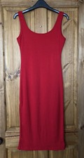 Shein red ribbed sleeveless bodycon dress S
