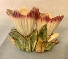 McCoy Double Tulip Vase Planter White Pink Green Flower Pot VTG