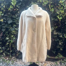 Pavilion Petites Cream Overcoat Tweed 100% Pure Wool Lined USA Made in USA 90s