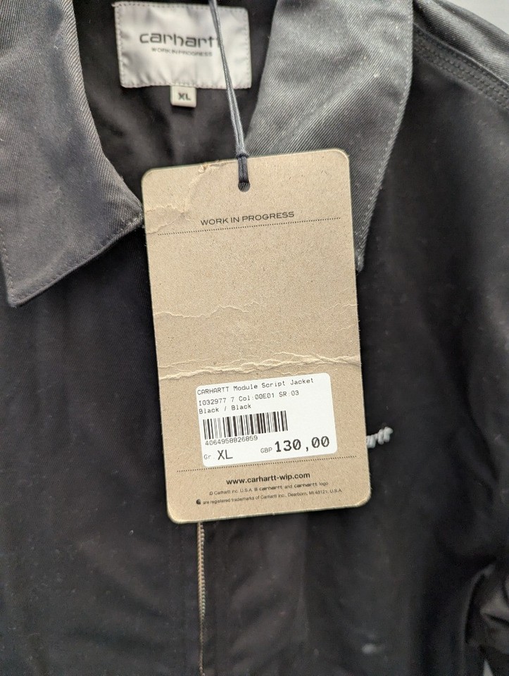 Men's CARHARTT Black Canvas Module Script Bomber Jacket Size XL NEW ...