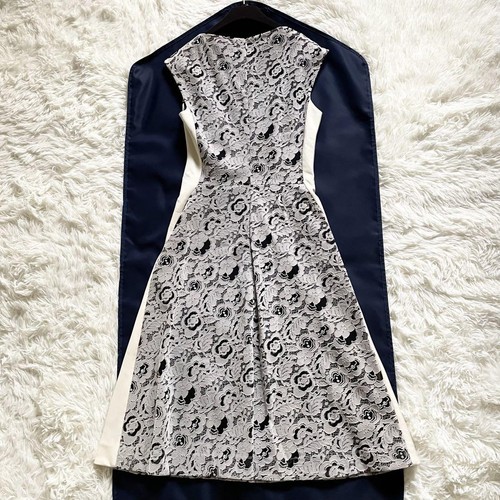 Brand new Louis Vuitton knee-length dress floral lace silk black white size S - Picture 4 of 9