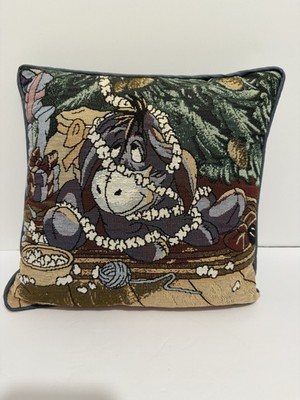 Vintage Disney Eeyore Threading Popcorn Tapestry Pillow 12  X 12  