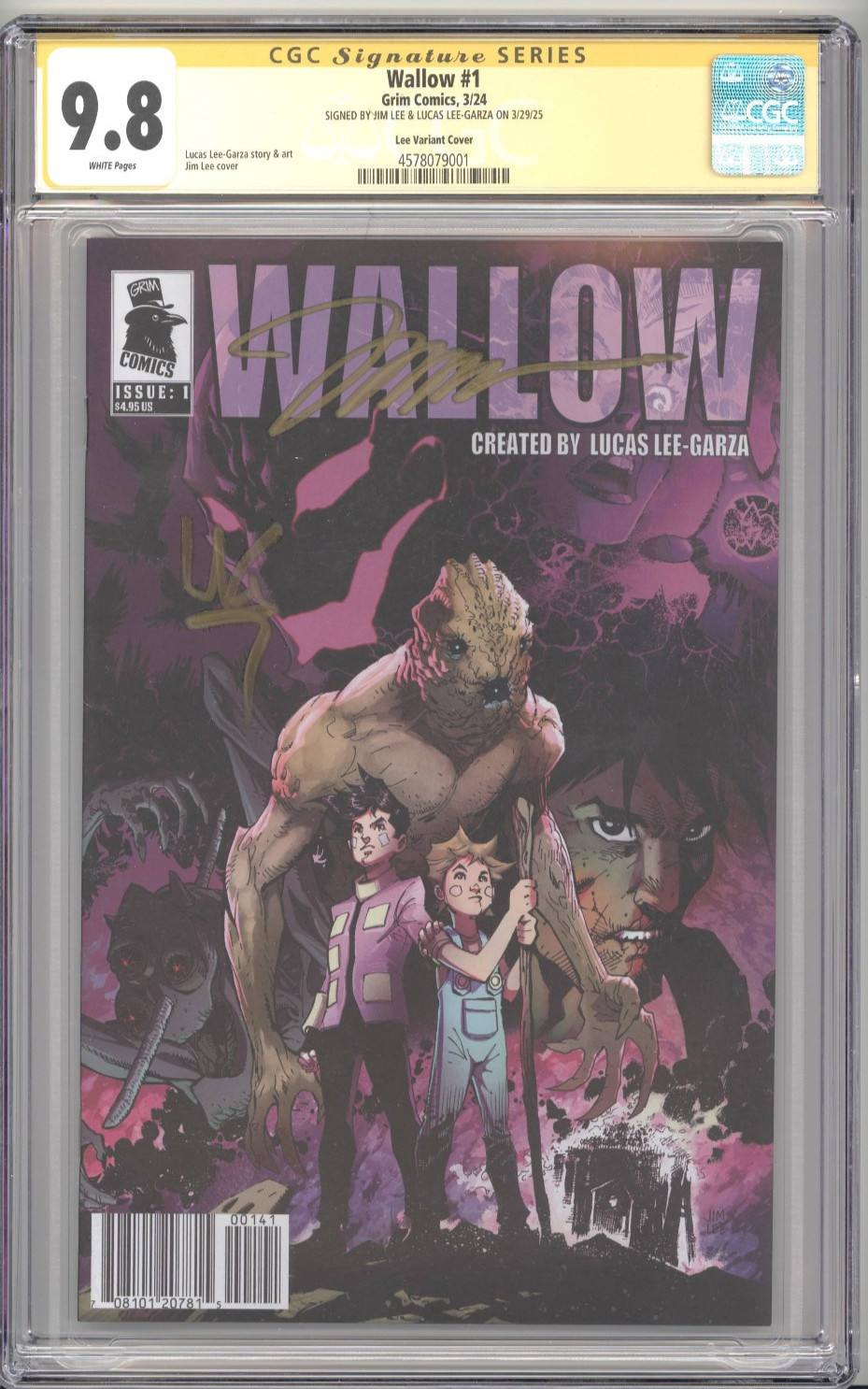 WALLOW #1 CGC 9.8 SIGNATURE SERIES SIGNED LUCAS LEE-GARZA & JIM LEE VARIANT GRIM