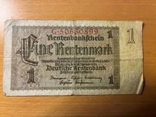 Rentenbankschein "Eine Rentenmark" der deutschen Rentenbank vom 30. Januar 1937