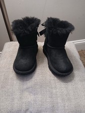 UGG Bailey Bow II Children's Suede Boots Black Size 8 Used