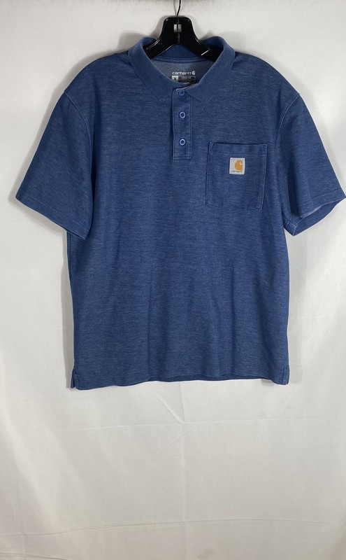 Carhartt Men's Blue Heather Loose Fit K570 Short Sleeve Pocket Polo Shirt Sz M