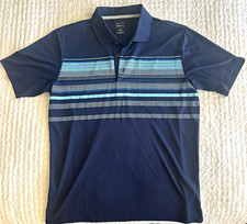 adidas ClimaCool Men's M Navy Blue Striped Golf Polo Short Sleeve
