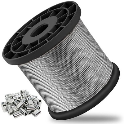 1/16 Stainless Steel Wire Rope 328FT Aircraft Cable With Crimp Sleeves