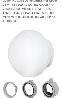 Godox ML-CD15 Diffuser Dome Kit 3 Adapter Ring For Camera Flash Speedlite Light 
