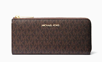 New Michael Kors Jet Set Travel Large Logo Quarter-Zip wallet