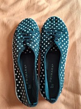 Women's Black and White Polka Dot Slip On Shoes Size UK 5