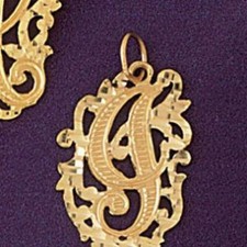 Initial I Charm Pendant 14k Gold 1.7 Grams 