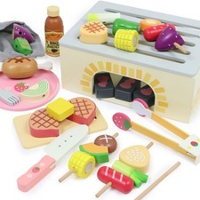 Mother Garden Wooden Toy Barbecue Food 15-piece Cooking Set Educational Toy Made