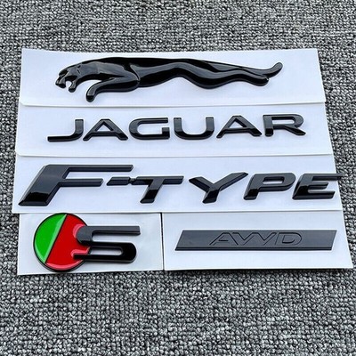 New 5PC Glossy Black Badge Rear Trunk Emblem Fits Jaguar F-TYPE S AWD Logo Decal