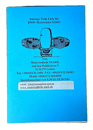 Motorradteile STARK Auszugs-Teile-Liste 9/2003 für BMW Motorräder ab Bj. 60