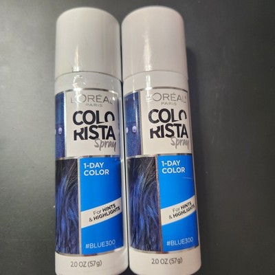 Lot of 2 Blue L'Oreal Colorista Temporary Spray 1 Day Hair Makeup Color Blue 300