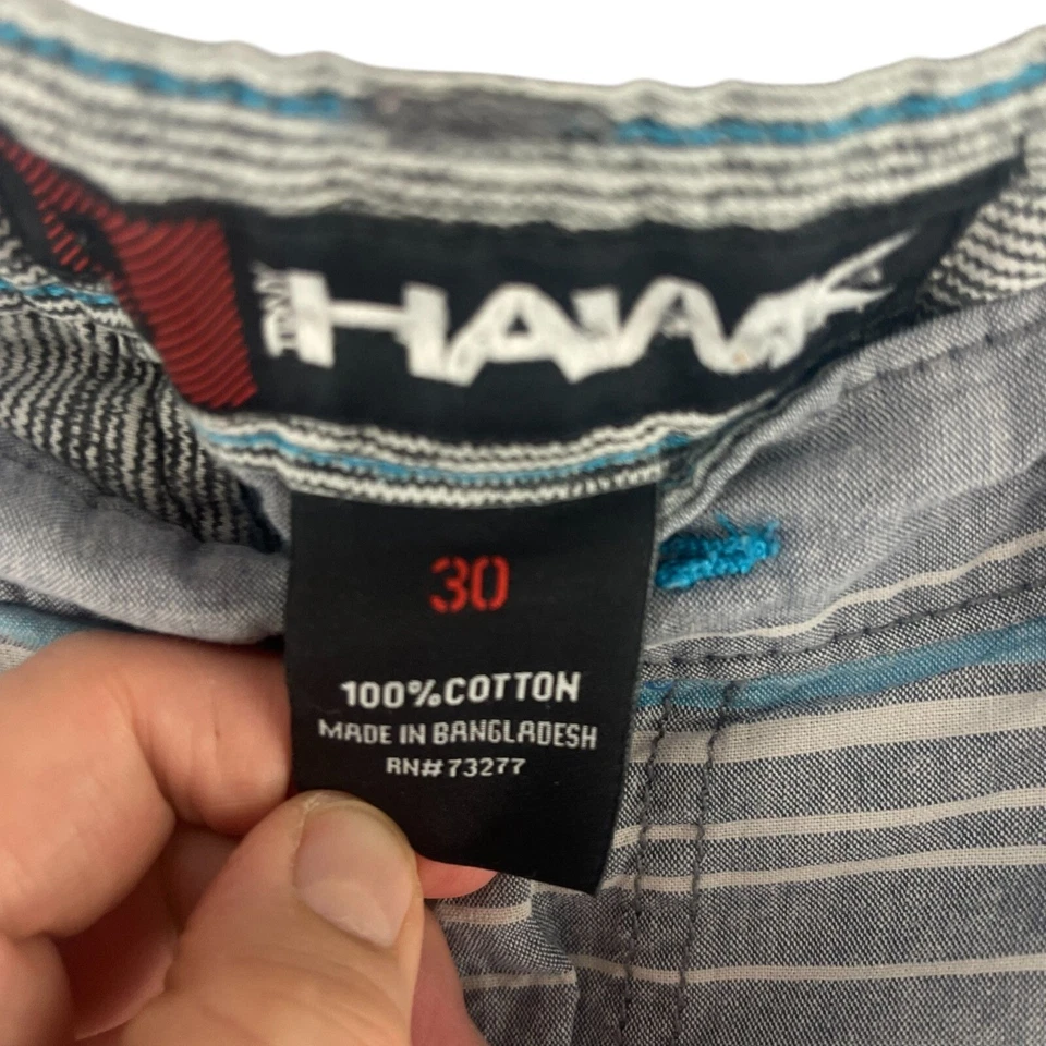 Pantalones Cortos Informales Tony Hawk Para Hombres a Rayas Talla 30 Gris Azul Algodón Ropa de Calle Verano Foto 3 de 4