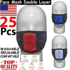 25 PCS BLACK Color Face Mask Mouth Nose Protector Respirator Masks Made in USA