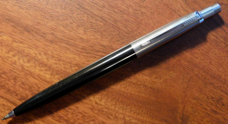 VTG  PARKER BLACK JOTTER CARTRIDGE PENCIL 5.25" BRASS THREADS COMPLETE / EXTRAS