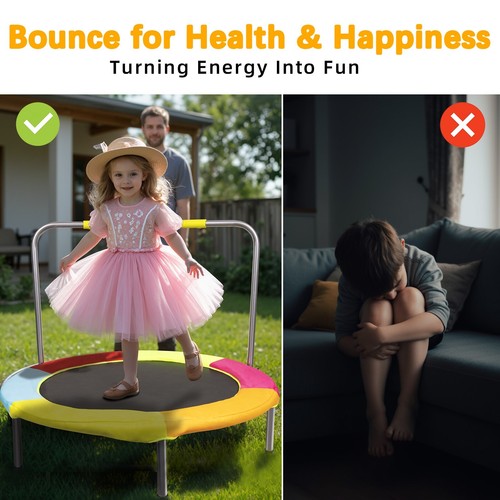 HLC 37 Inch Foldable Toddler Indoor Outdoor Mini Trampoline with Safety Handle - Picture 2 of 10