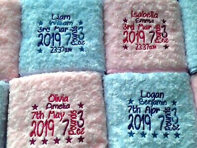 Buy PERSONALISED BABY BLANKET EMBROIDERED SOFT FLUFFY GIFT