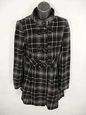 Womens Jane Norman Over Coat Size 10 Black/white Lined Buttoned Jacket