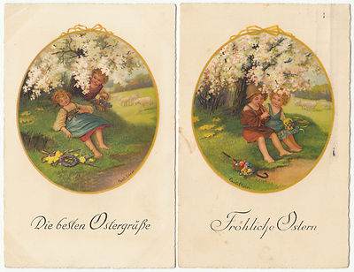 2 x Künstler AK PAULI EBNER 1931 Die besten Ostergrüße - Kinder  ( 2012