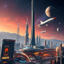 Digital Picture of space modern cityscape digtal printable file