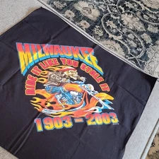 Milwaukee Biker Rally Bandana Flames Ride It Like Stole Dew Rag Handkerchief Vtg