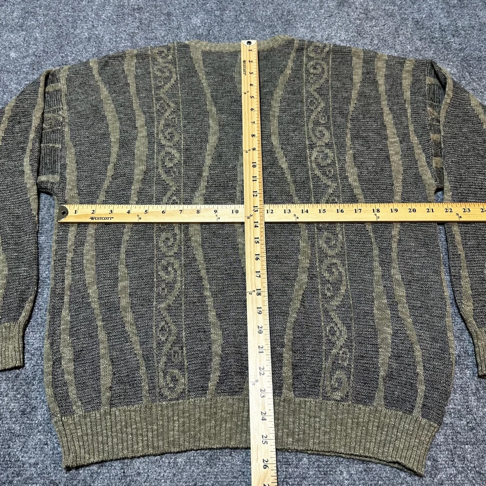 Suéter Mondo Para Hombres Grande Verde Tejido Pullover Acanalado Dobladillo Puños Hecho en Italia Foto 4 de 4