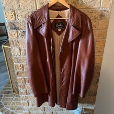 Mahogany vintage 1970s leather trench coat. Made in USA ๐บ๐ธ