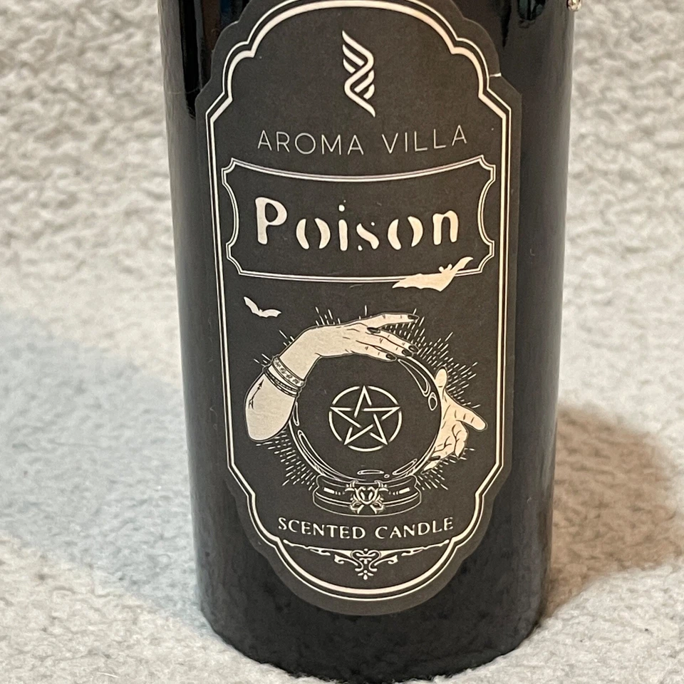 Aroma Villa Poison Candle Black Hand Poured Witchy Crystal Ball Pentagram Cork - Image 2 of 4