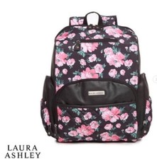 Laura Ashley Floral Zip Around Backpack Diaper Bag Black