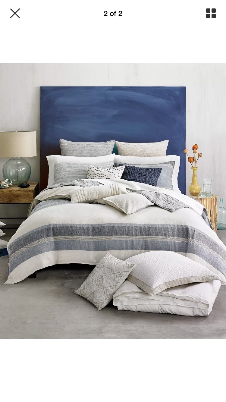 Hotel Collection Linen Stripe KING Duvet Cover +2 Standard Shams, New