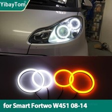 Cotton Halo Rings DRL LED Angel Eyes For Brabus Smart Fortwo W451 Mk2 2008-2014