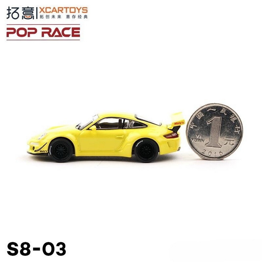 XCARTOYS 1/64 Scale Porsche 997 RWB Yellow Diecast Car Model Toy