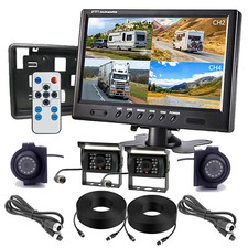 9" Quad Split Monitor Rear View + Side View Backup Camera For Truck Caravan