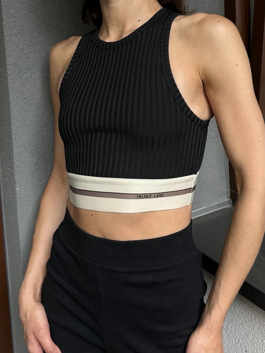 NEW Helmut Lang Ribbed Crop Tank Top Womens Black Size XS | eBay