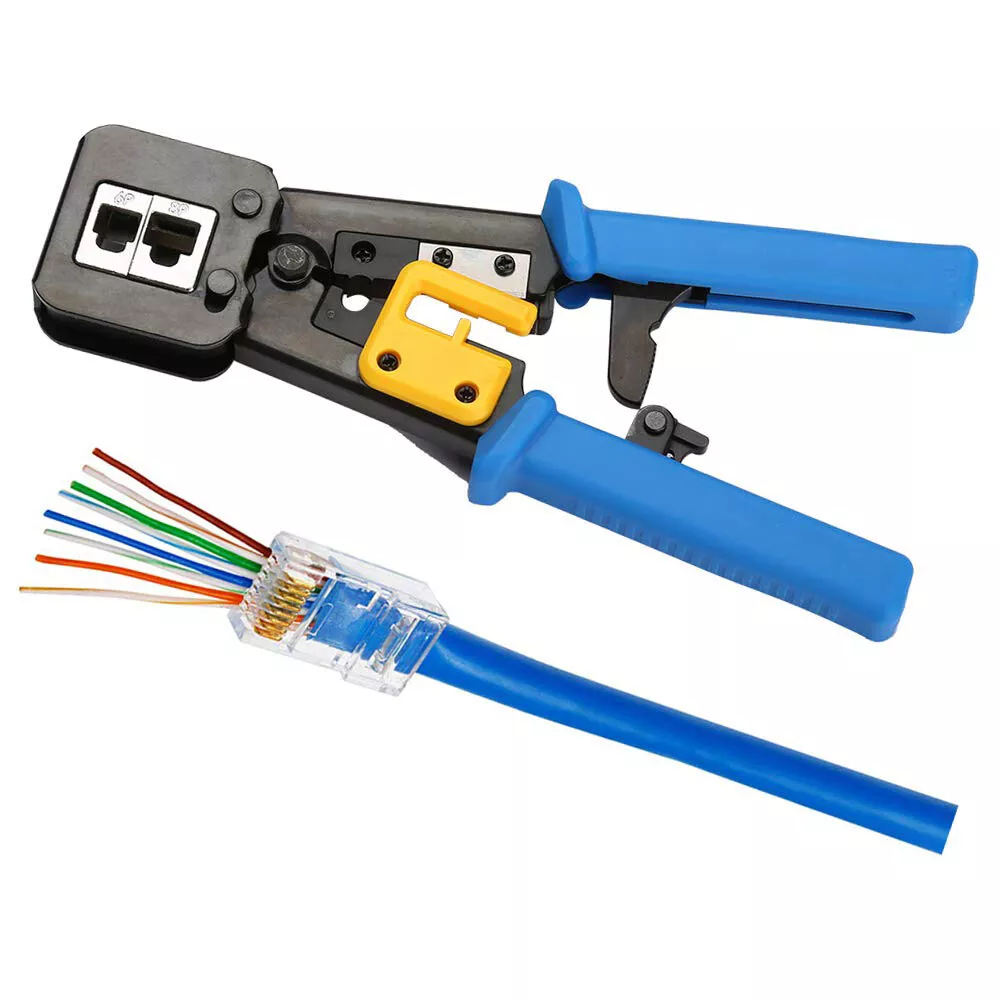 RJ45 Crimp Tool Pass Through Cat5 Cat5e Cat6 Crimping Tool for RJ45/RJ12  Regular