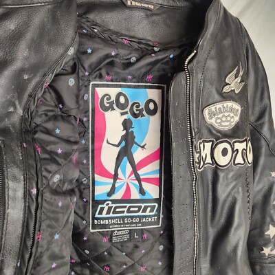 ICON GOGO BOMBSHELL Motorcycle Jacket, black leather, Wmns ICON GOGO BOMBSHELL Motorcycle Jacket, black leather, Wmns