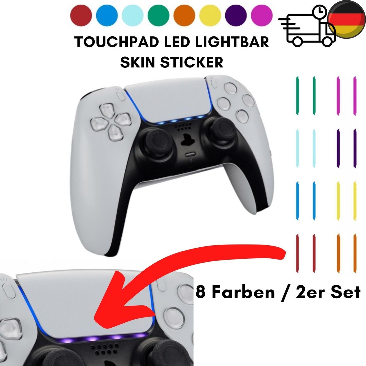 EXtremeRate Custom Touchpad LED Lightbar Skin Decals For PS5 Controller, Touch Pad Light Bar Stickers For PS5 Controller With Tools Set - 40pcs In 8 Colors - Controller NOT Included - Foto 11